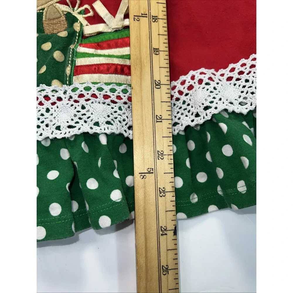 Bonnie Jean‎ Girl's 6 Reindeer Striped Colorful Gems Christmas Dress Tunic Top